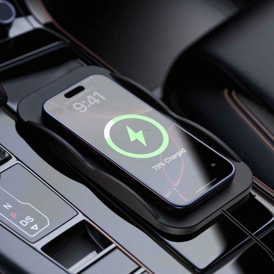 Wireless Car Charger Mount Fast Charging - Tafdiur 1-teiliges Silikon-Quadrat-Design USB-Schnittstelle Kabelloses Auto-Ladegerät,