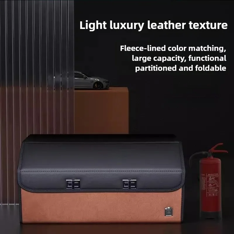 Car Trunk Organizer Foldable Storage Box - Leichter Luxus-Wagenkofferraum-Organizer aus Wildleder, große Kapazität,