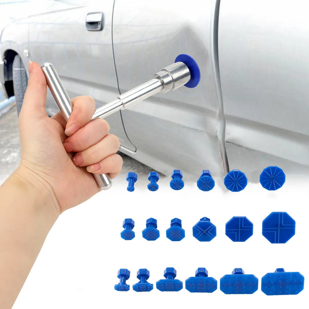 Auto Repair Tools - Auto-Dellen-Reparatur-Set, Auto-Reparaturwerkzeug-Kit mit 18 Kunststoff-Klebeplättchen, PlastiT-Griff-Dellenentferner,