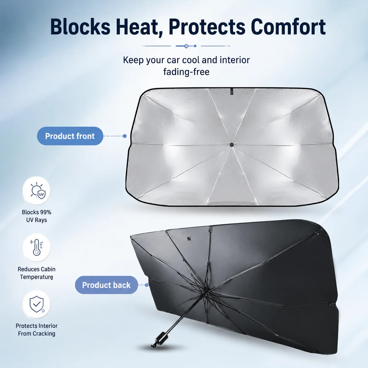 1 Stück faltbarer Sonnenschirm – Car Sunshade Windshield Umbrella Foldable Bewertung und Preis